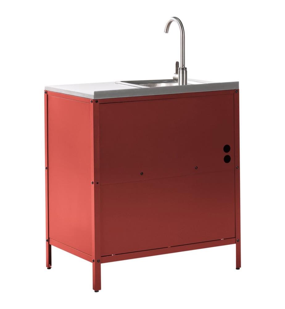 Meuble de cuisine d'extérieur avec évier VILAMA Métal Rouge