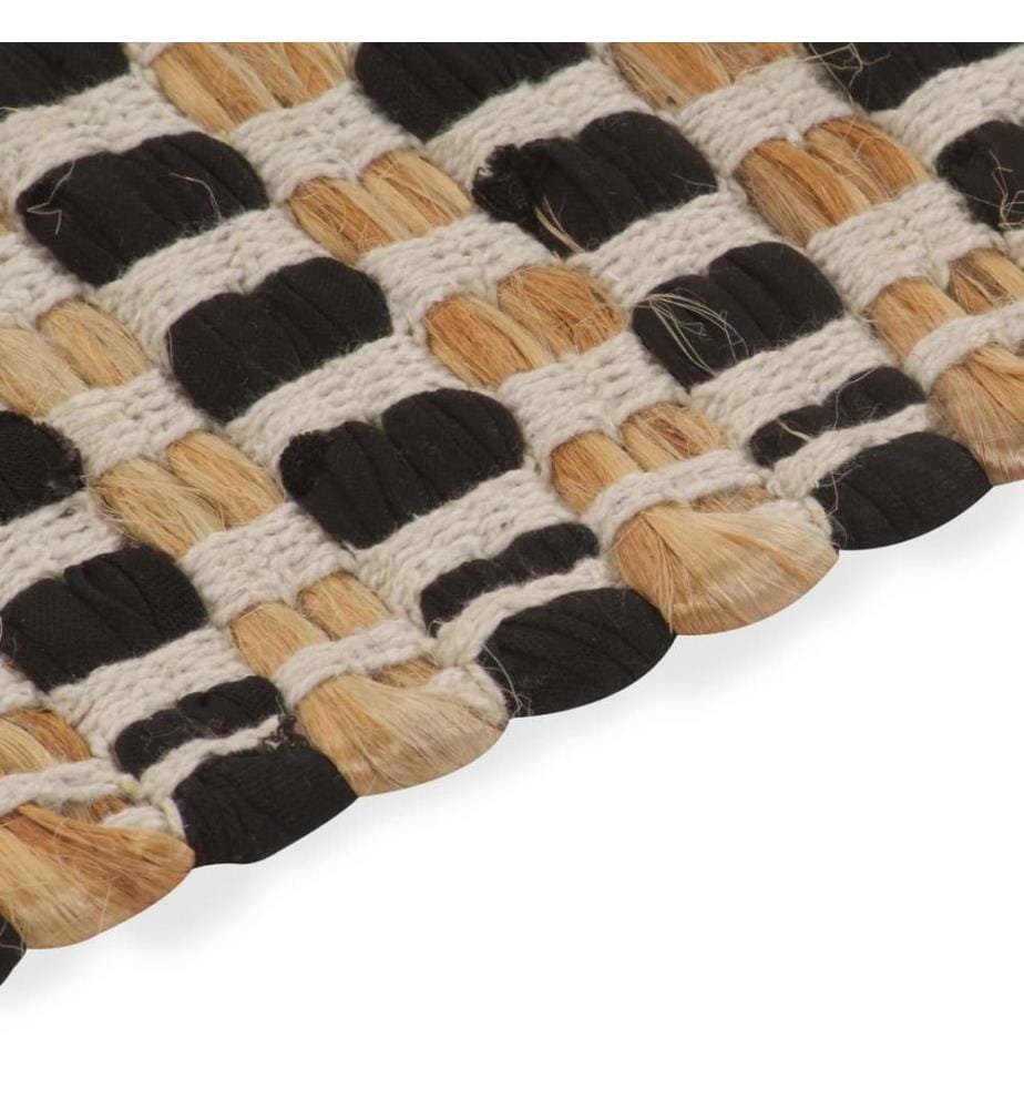 Handgewebtes Badematten-Set Jute Stoff Natur und Schwarz