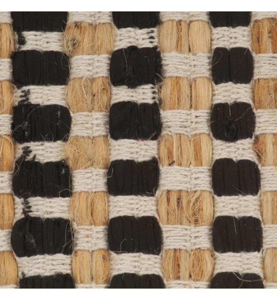 Handgewebtes Badematten-Set Jute Stoff Natur und Schwarz