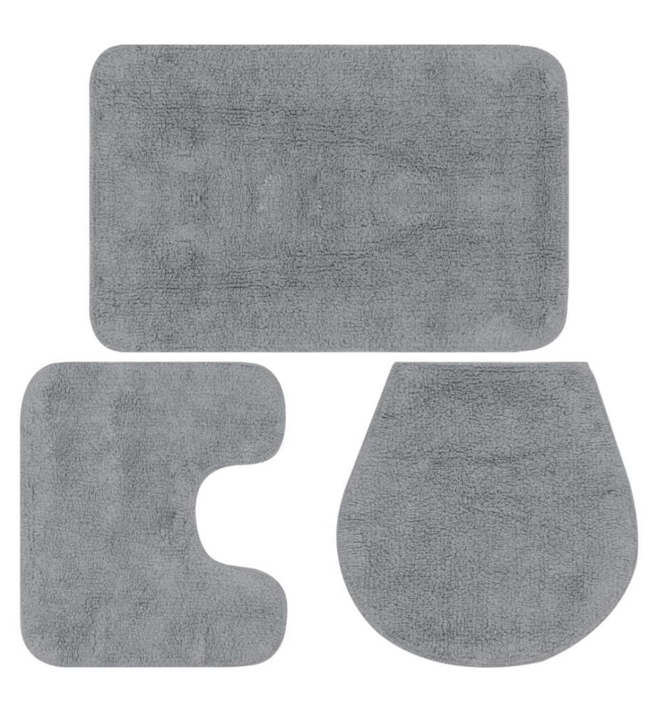 Badematten-Set 3-tlg. Stoff Grau