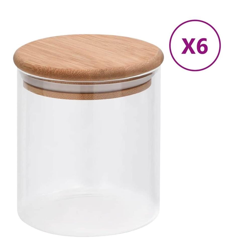 Vorratsgläser mit Bambusdeckel 6 Stk. 600 ml