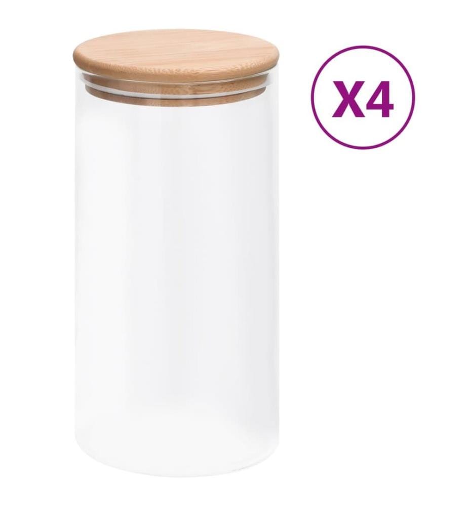 Vorratsgläser mit Bambusdeckel 4 Stk. 1200 ml