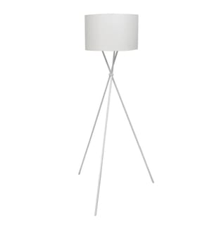 Stehleuchte mit Lampeschirm und hohem Ständer Weiss