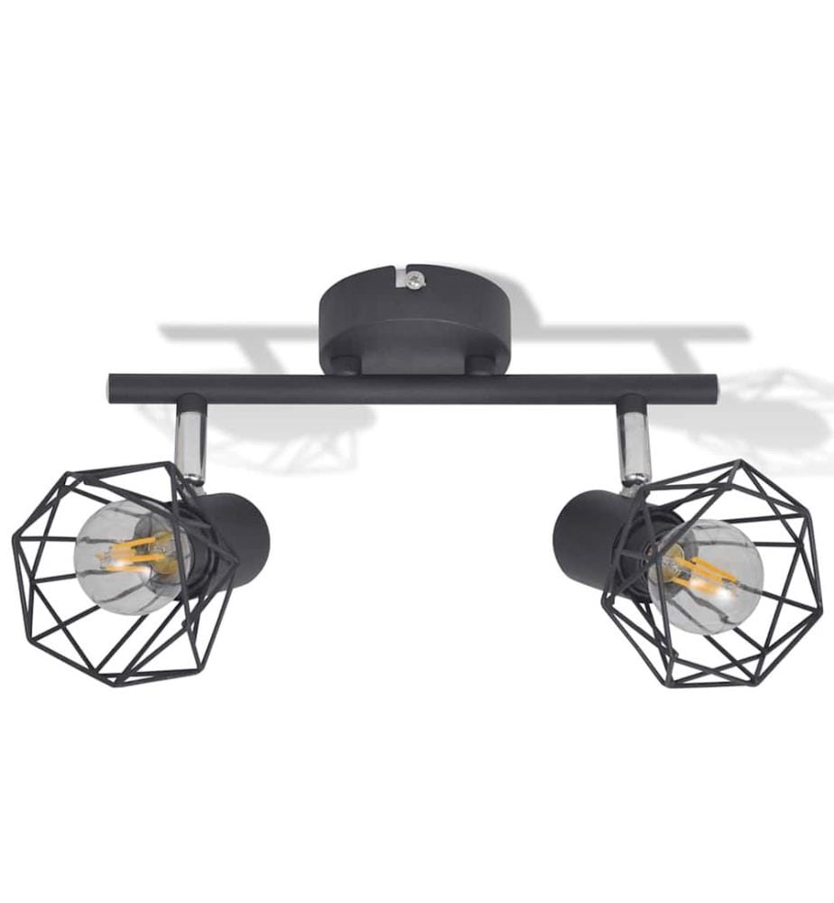 Deckenstrahler mit 2 LED-Glühlampen Industrie-Stil Drahtschirm