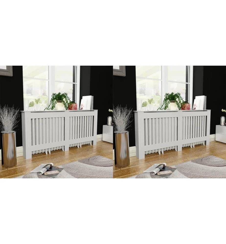 Cache-radiateurs 2 pcs blanc MDF 172 cm