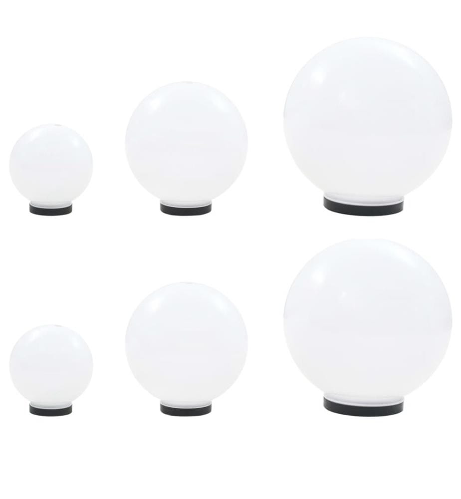 6 Stk. LED-Gartenleuchten-Set Kugelförmig 20/30/40 cm PMMA