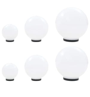 6 Stk. LED-Gartenleuchten-Set Kugelförmig 20/30/40 cm PMMA