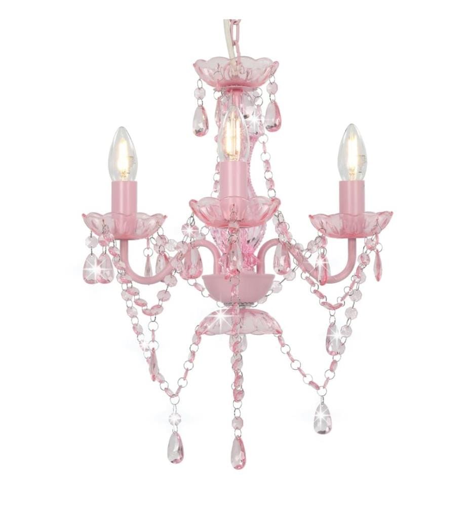 Kronleuchter mit Perlen Rosa Rund 3×E14