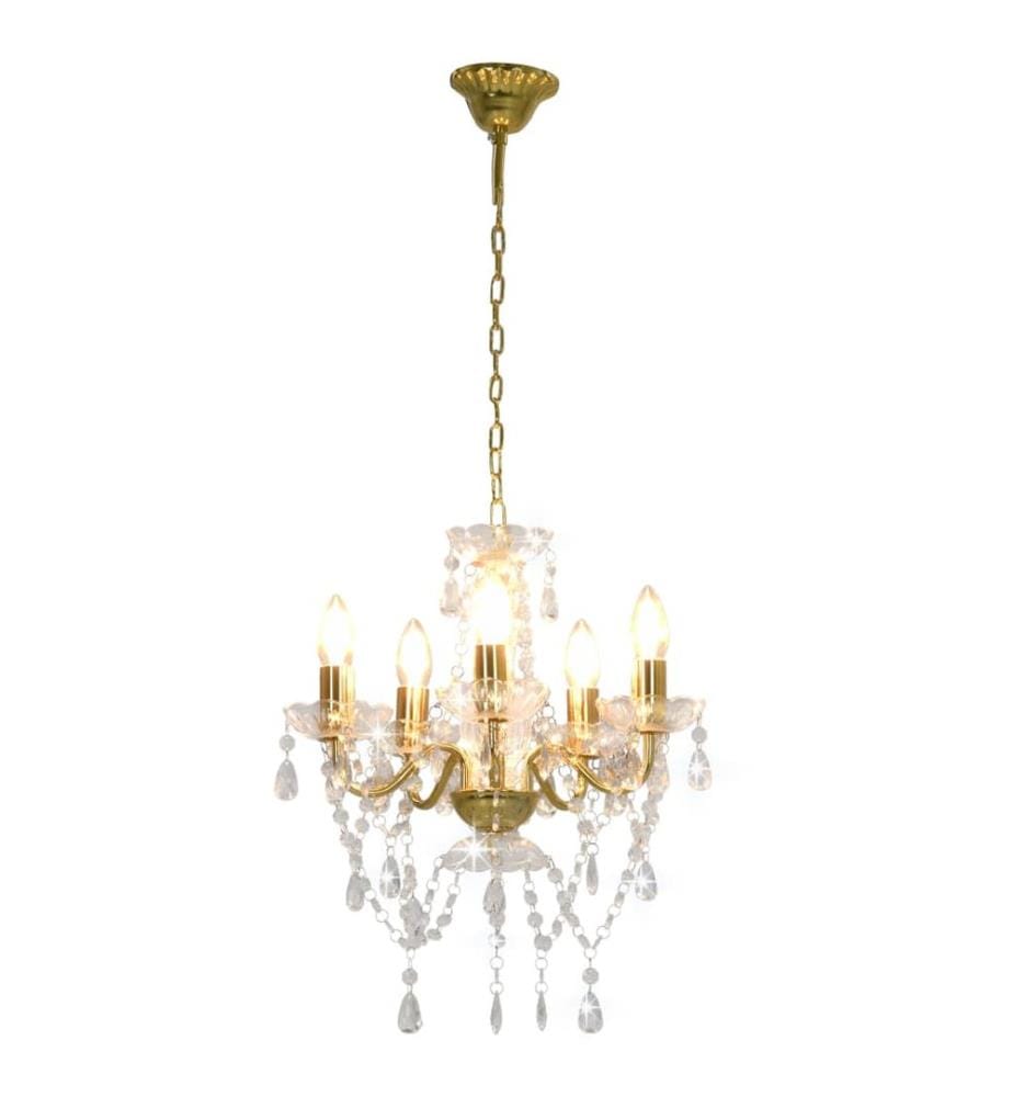 Kronleuchter mit Perlen Golden Rund 5×E14