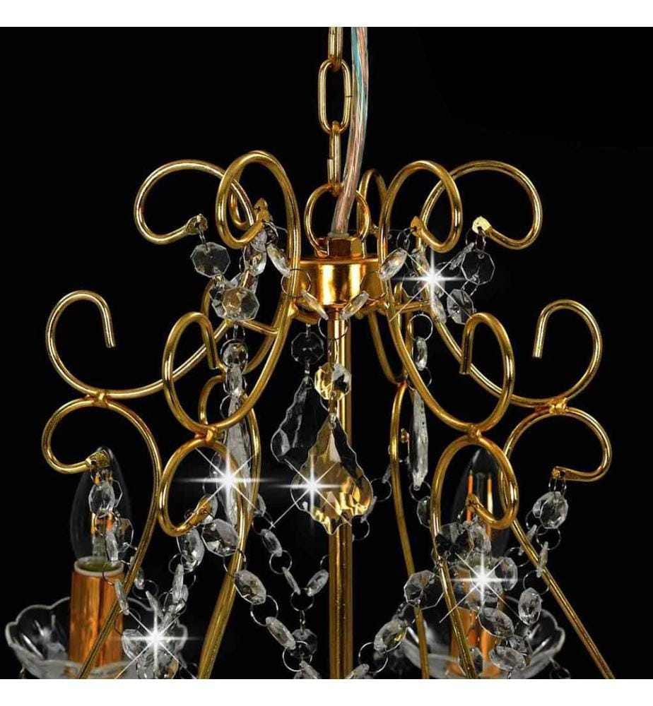 Kronleuchter mit Kristallperlen Golden Rund 6×E14