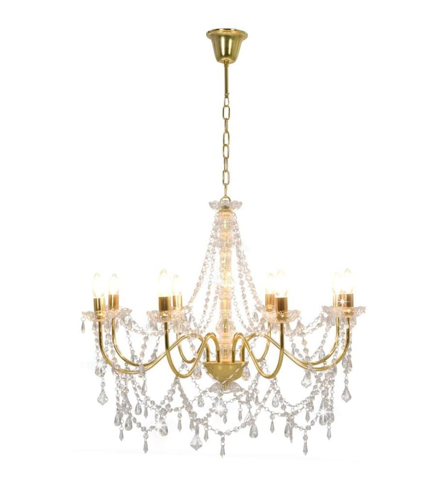 Lustre avec perles Doré 8 ampoules E14