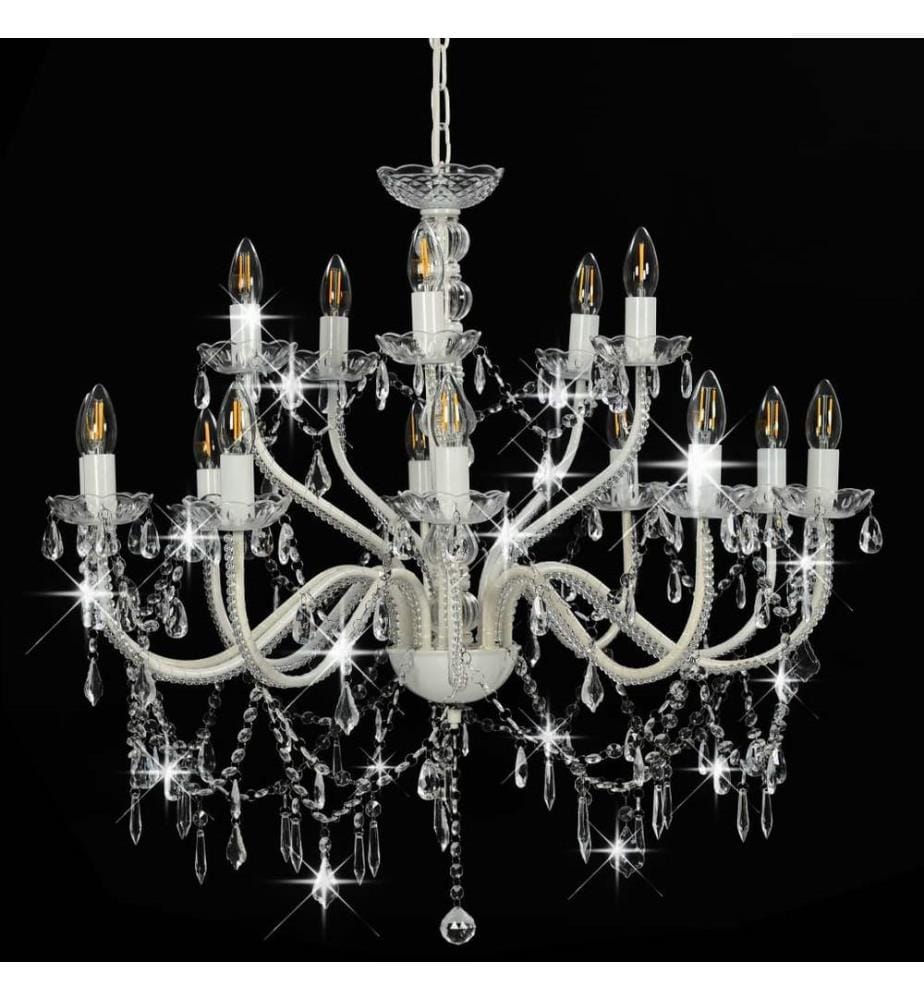 Lustre 2 couches Blanc 15 ampoules E14