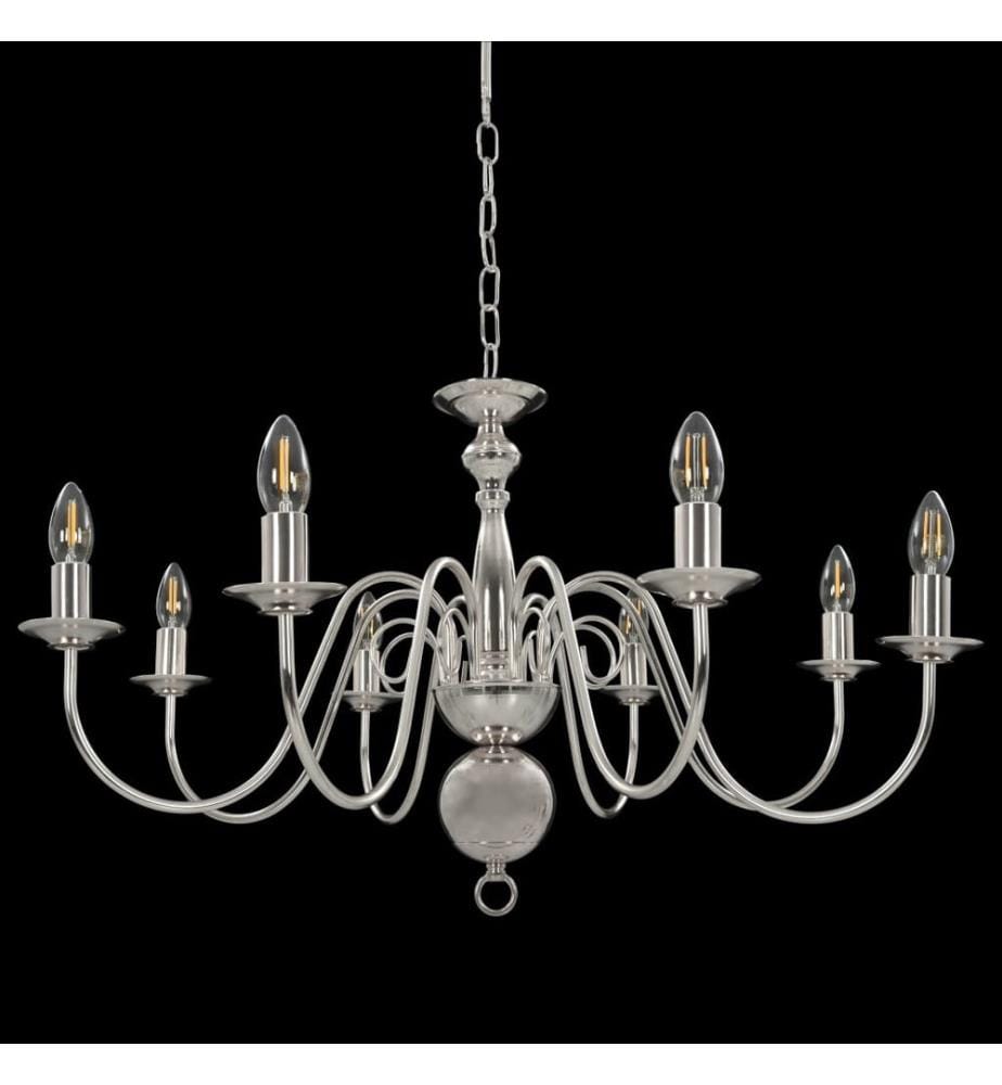 Lustre Argenté 8 ampoules E14
