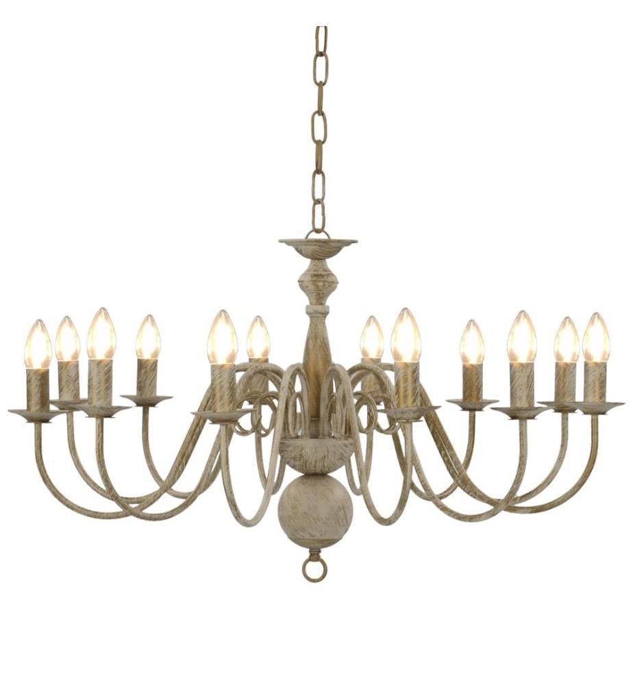 Lustre Blanc antique 12 ampoules E14