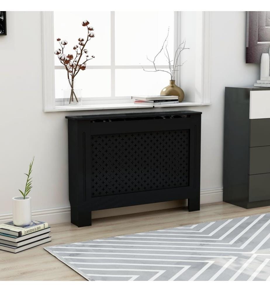 Cache-radiateur noir 112x19x81,5 cm MDF