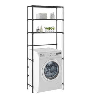 Waschmaschinenregal 3 Ablagen Schwarz 69x28x169 cm