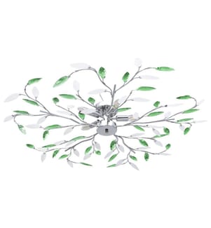 Deckenleuchte mit Acrylglas-Blätter für 5 x E14-Lampen Grün