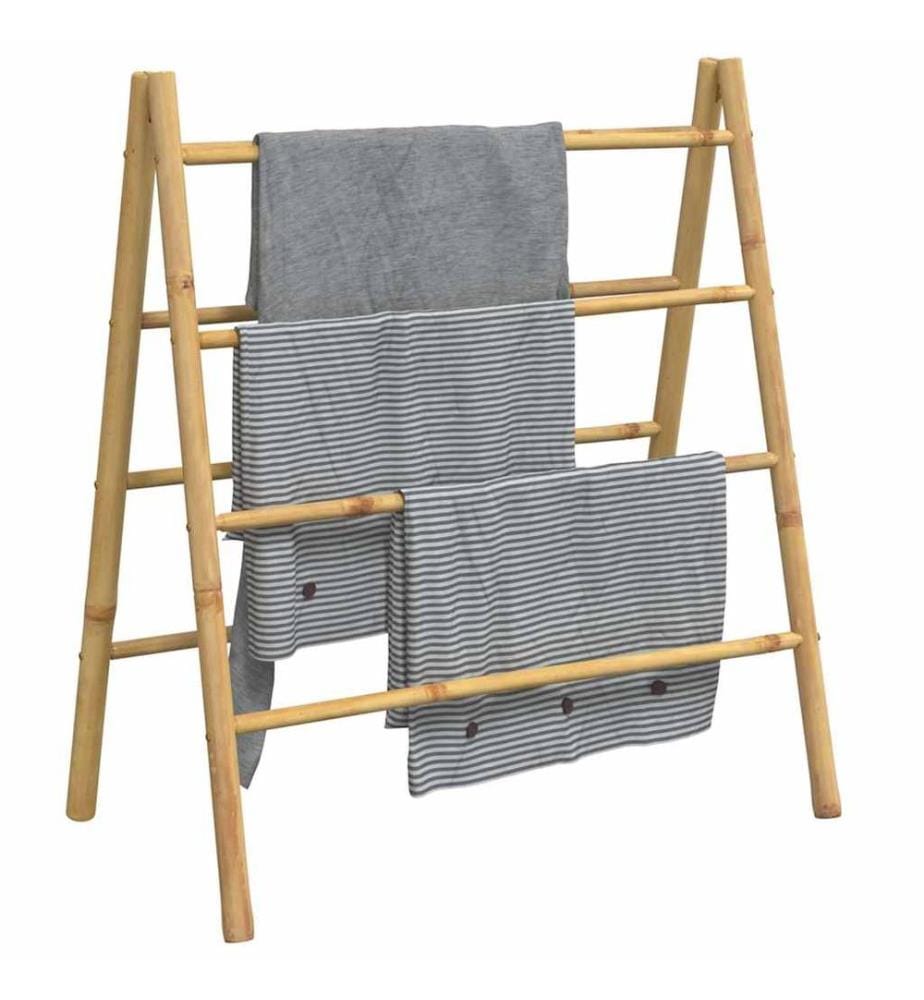Échelle à serviettes double avec 4 échelons 90x50x100 cm bambou
