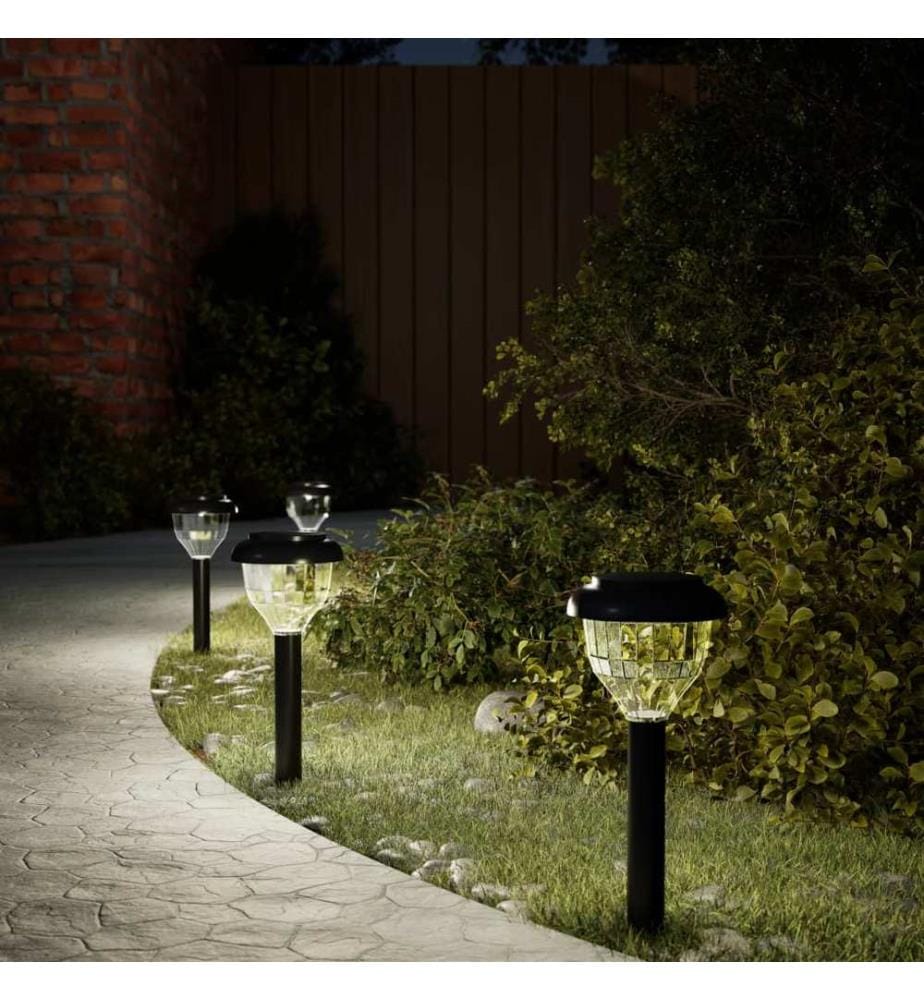 Solar-Wegbeleuchtung mit Erdspiessen 4 Stk. Warmweiss & RGB