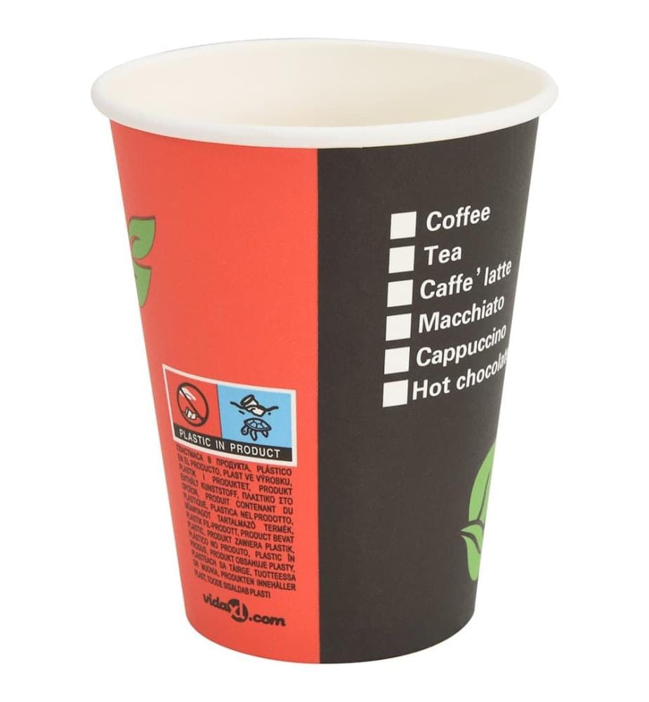 Pappbecher 1000 Stk. 12oz 300ml Rot und Schwarz