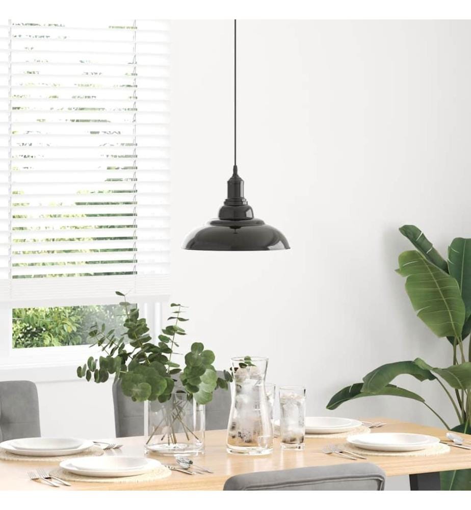 Pendelleuchte Höhenverstellbar E27 Schwarz Glänzend Ø 31 cm