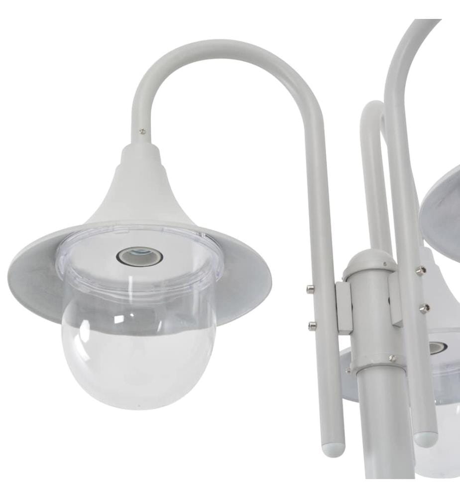 Lampadaire de jardin E27 220 cm Aluminium 3 lanternes Blanc