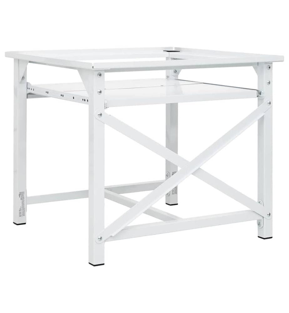 Socle pour machine à laver avec étagère coulissante Blanc