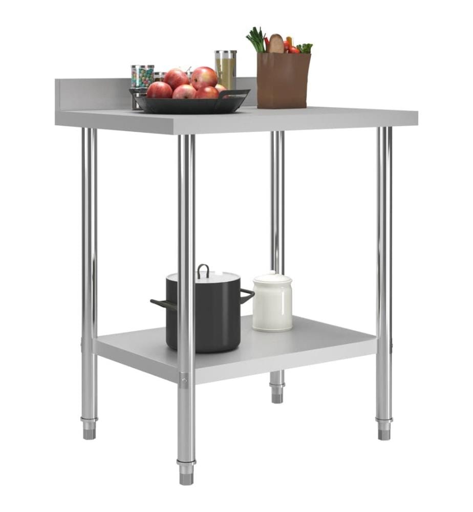 Table de travail de cuisine avec dosseret 80x60x93 cm Inox