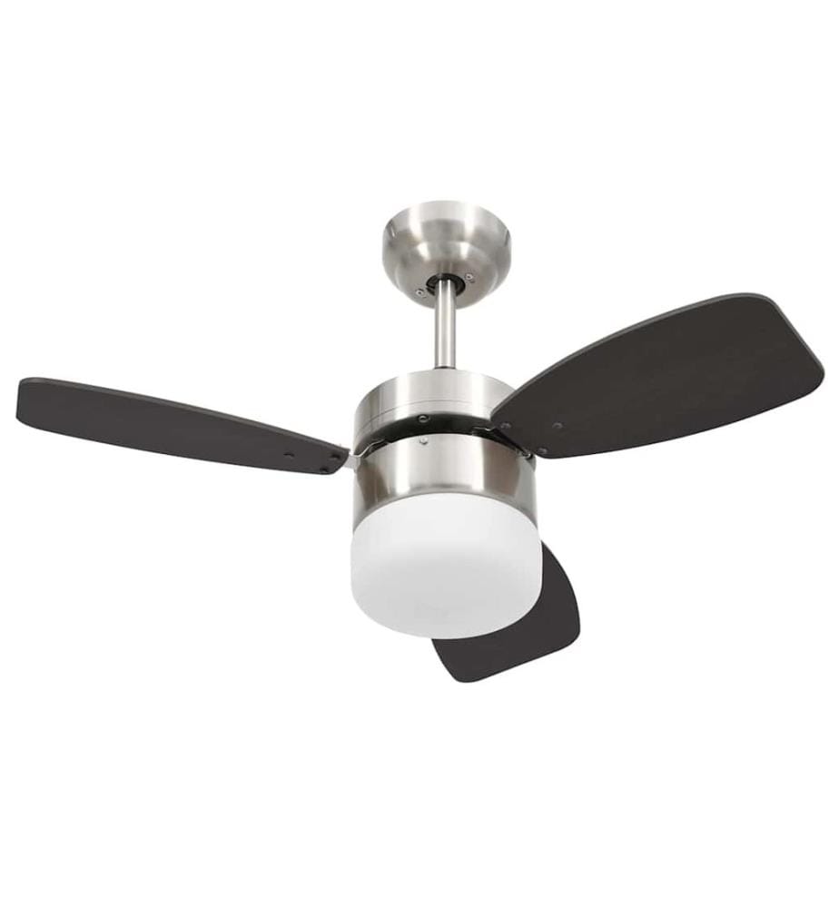 Ventilateur de plafond lampe et télécommande 76 cm Marron foncé