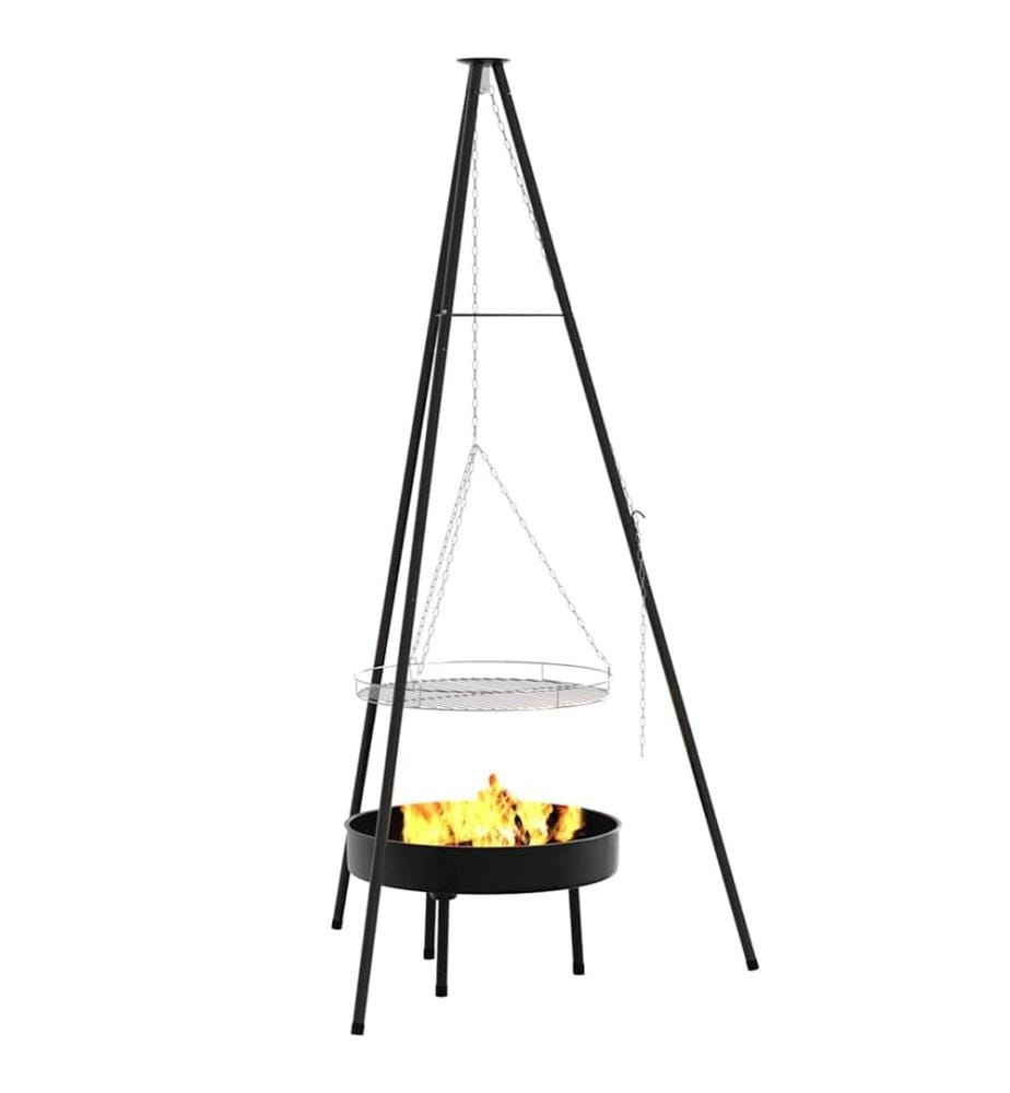 Lagerfeuer Stativ 3 pcs Schwarz Stahl