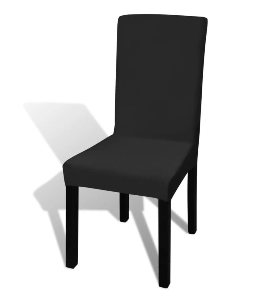 Housse de chaise droite extensible 4 pcs noir