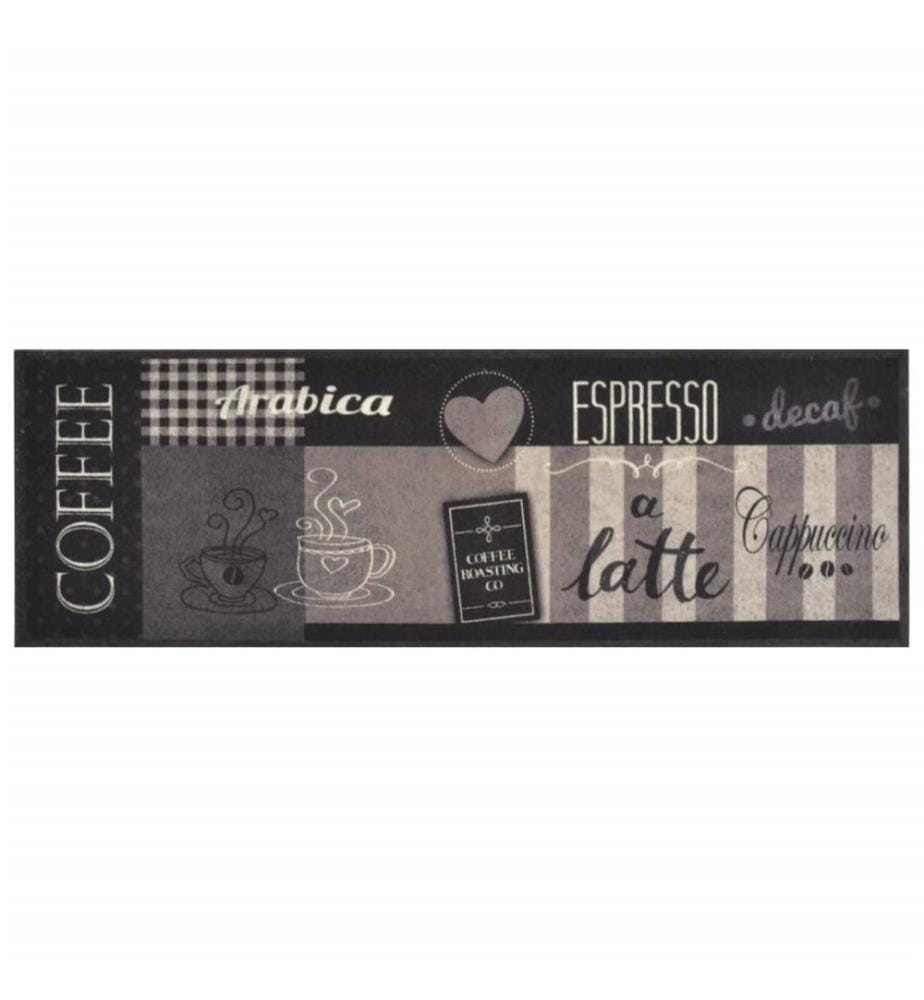 Küchenteppich Waschbar Coffee Schwarz 60x180 cm Samt