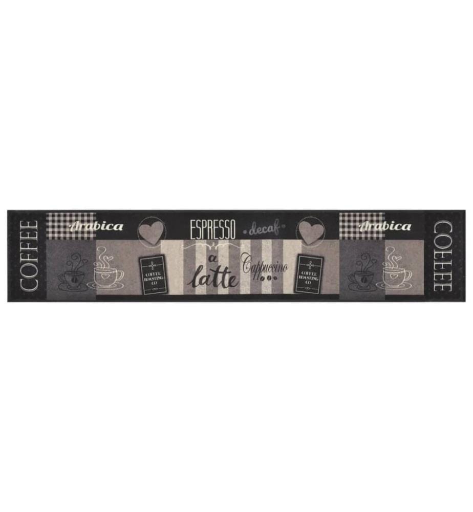 Tapis de cuisine lavable impression café noir 60x300 cm velours