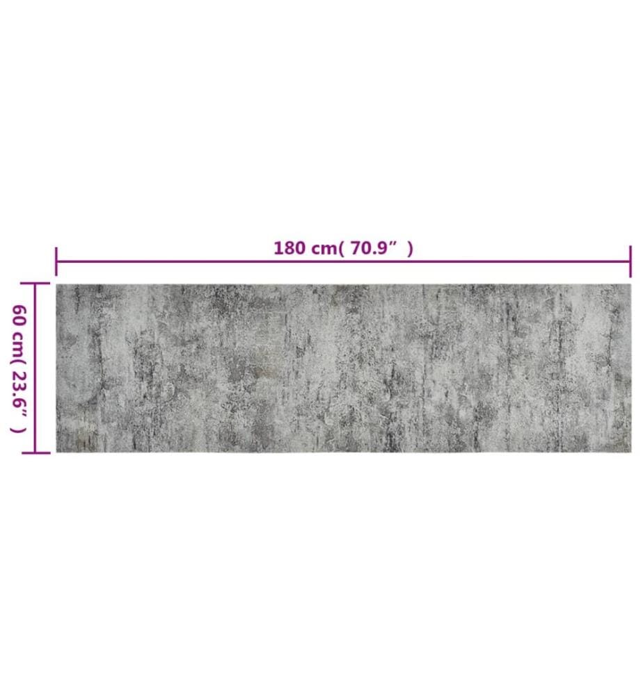 Küchenteppich Waschbar Beton 60x180 cm Samt