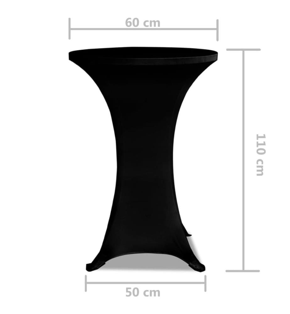Housse de table Ø 60 cm Noir extensible 2 pcs