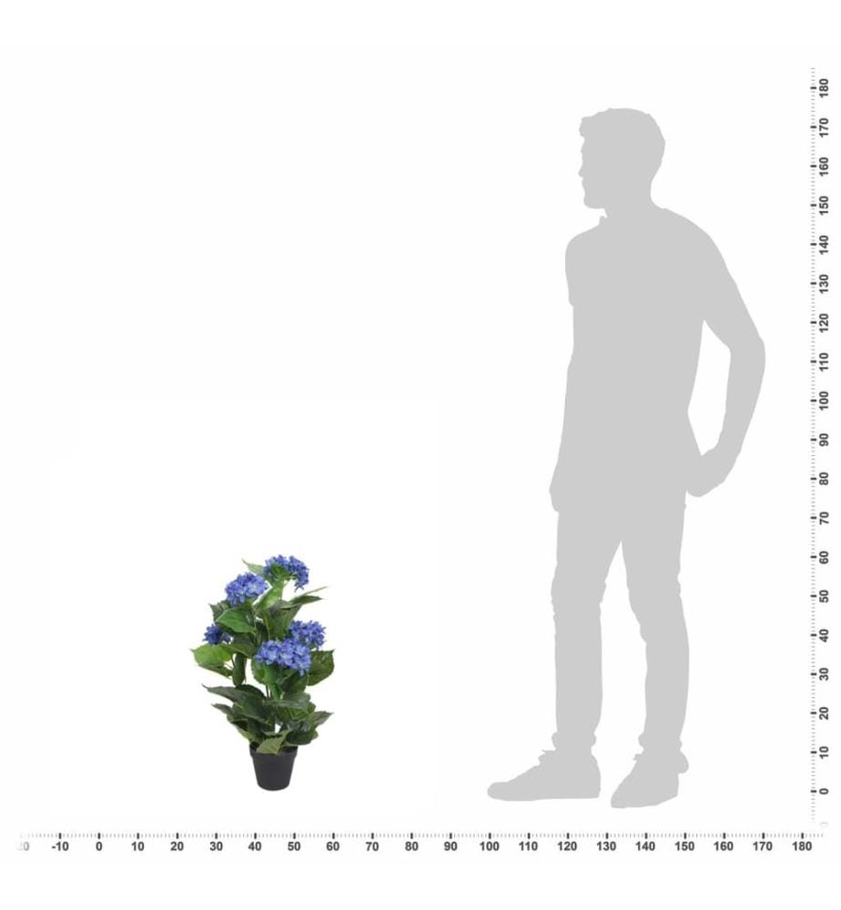 Künstliche Hortensie mit Topf 60 cm Blau