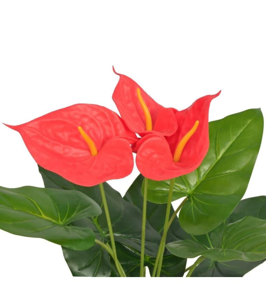 Künstliche Flamingoblume mit Topf 45 cm Rot und Gelb