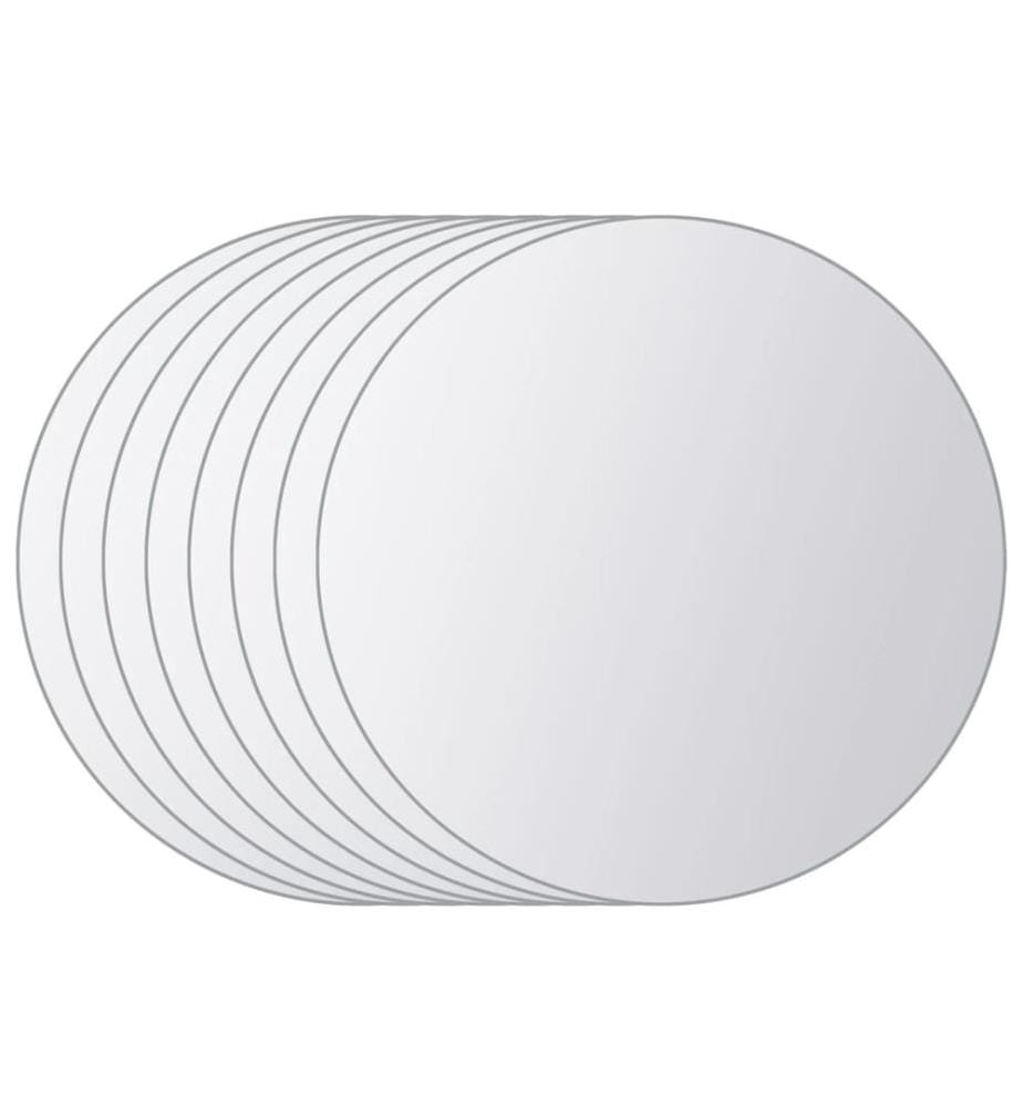 8-tlg. Spiegelfliesen-Set Rund Glas