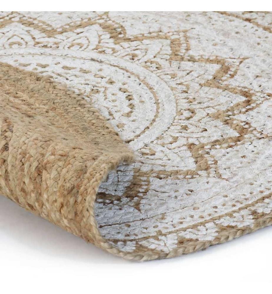 Tapis Jute tressé imprimé 90 cm rond