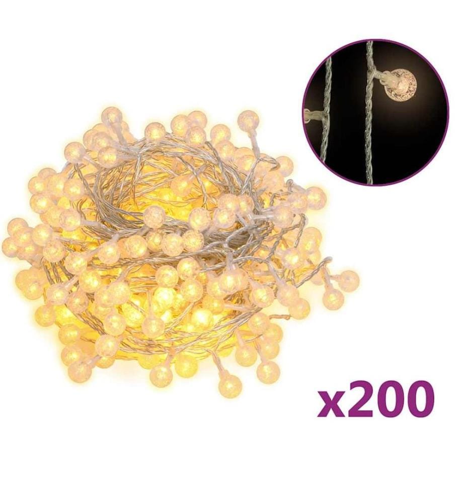 Guirlande lumineuse Globe 20 m 200 LED Blanc chaud 8 fonctions