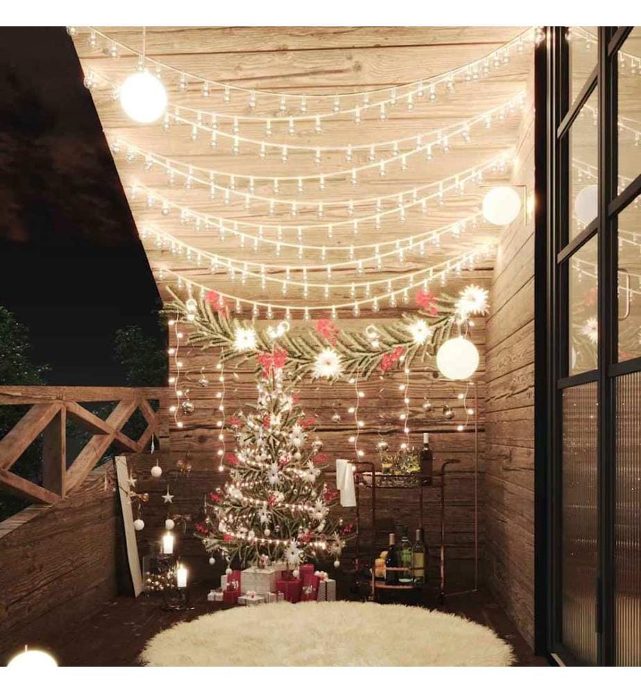 Guirlande lumineuse globe 40 m 400 LED blanc chaud 8 fonctions