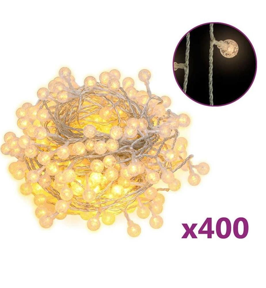 Guirlande lumineuse globe 40 m 400 LED blanc chaud 8 fonctions