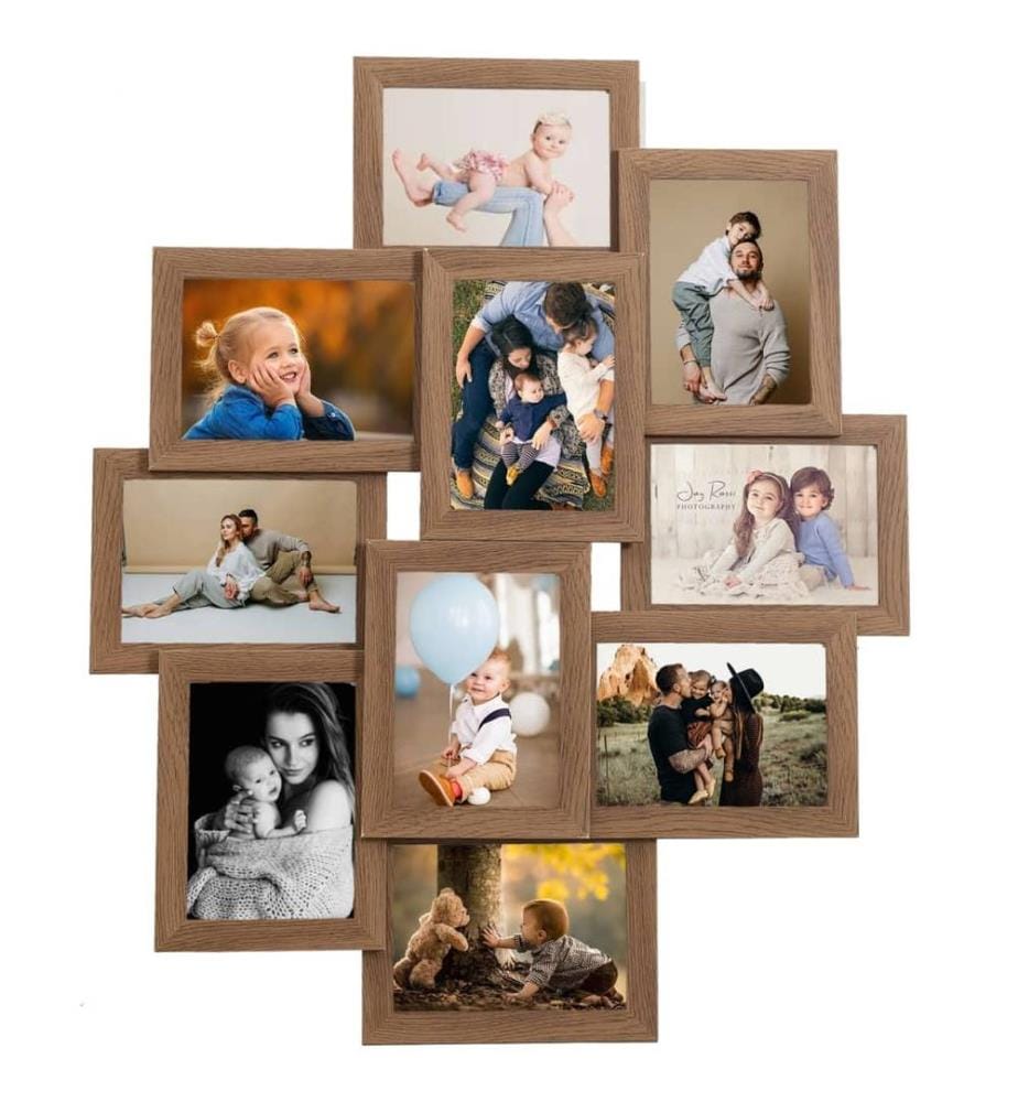 Collage Bilderrahmen für 10x(13x18 cm) Fotos Hellbraun MDF