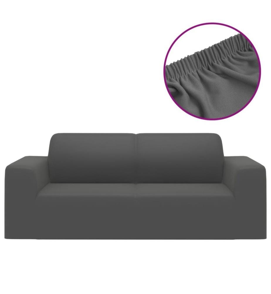 Stretch Sofahusse 2-Sitzer Anthrazit Polyester-Jersey