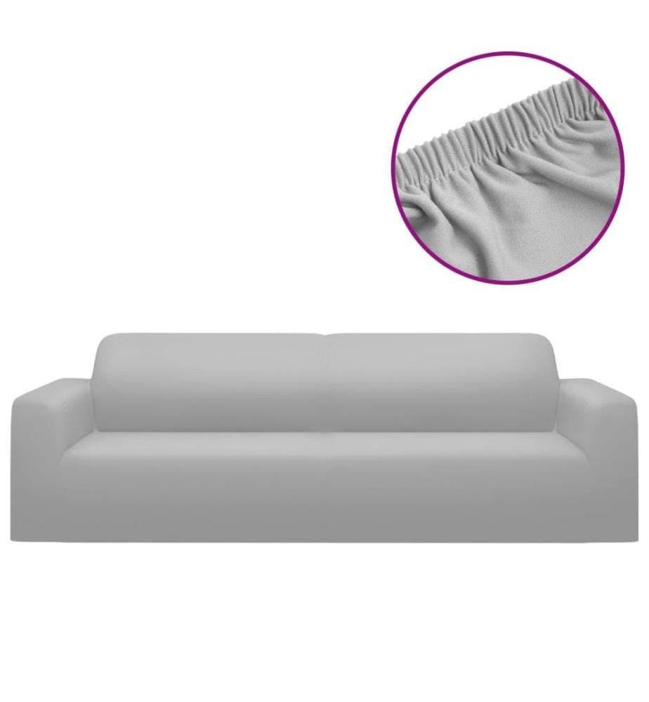 Stretch Sofahusse 3-Sitzer Grau Polyester-Jersey