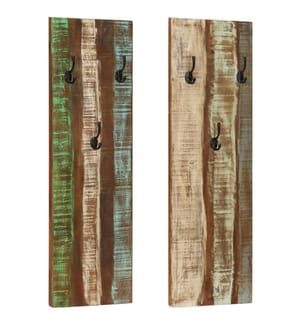 Porte-manteau mural 2pcs 36x3x110cm Bois massif de récupération