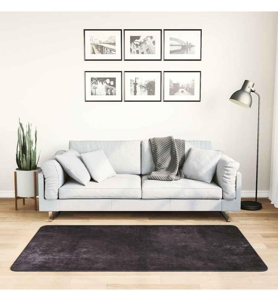 Teppich Waschbar 80x150 cm Anthrazit Rutschfest