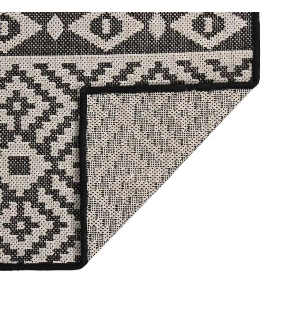 Outdoor-Teppich Flachgewebe 200x280 cm Schwarz Gestreift