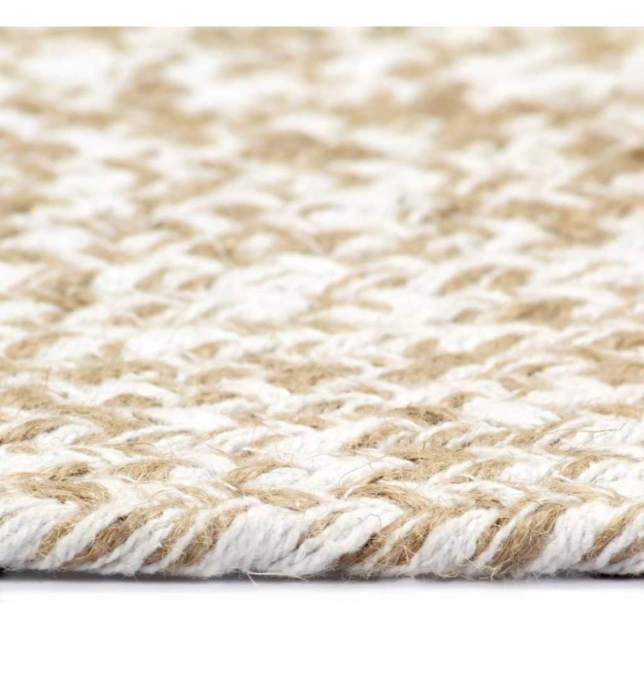 Tapis fait à la main Jute Blanc et marron 180 cm