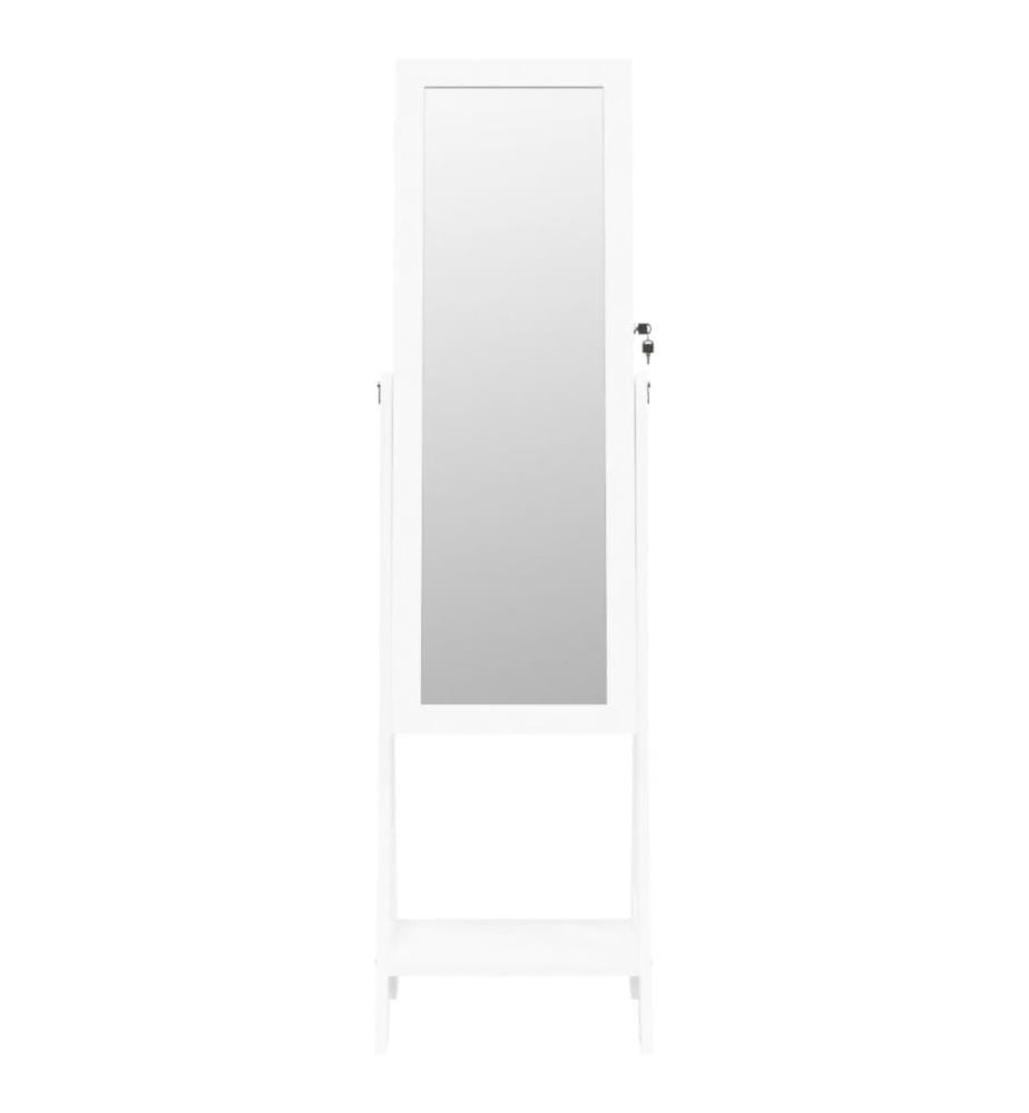 Armoire à bijoux miroir avec lumières LED sur pied blanc